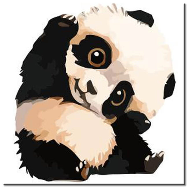 Malen nach Zahlen Baby Panda beim Spielen