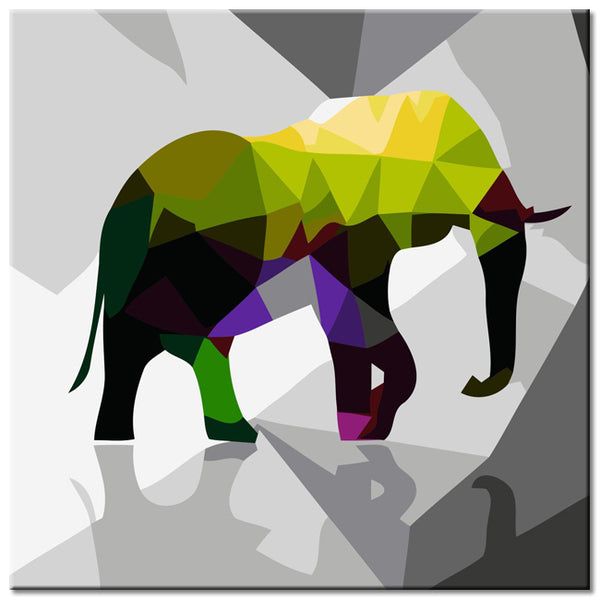 Malen nach Zahlen Polygon Elefant Kunst