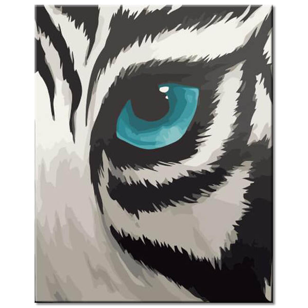 Malen nach Zahlen Weißer Tiger mit blauem Auge