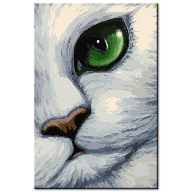 Mal Nach Zahlen – Katze Auf Der Wiese, Ölgemälde Auf Leinwand 40x50 Cm, Inkl. Farben & Pinsel