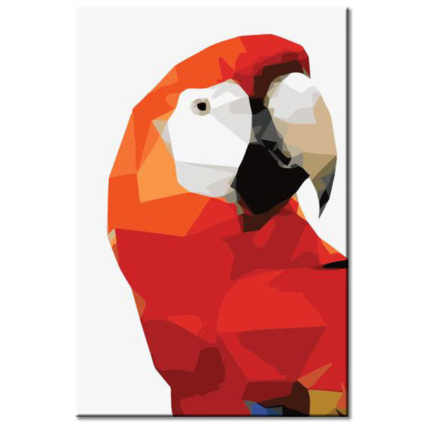 Malen nach Zahlen Polygon Art Papagei Rot