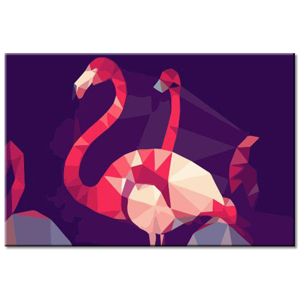 Malen nach Zahlen Polygon Art Flamingo