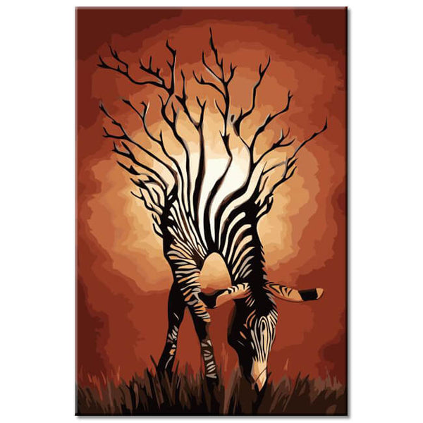 Malen nach Zahlen Grafik Tier Kunst Zebra