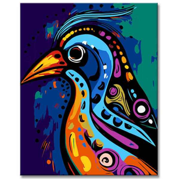Malen nach Zahlen - Vogel im Picasso-Stil zum Ausmalen