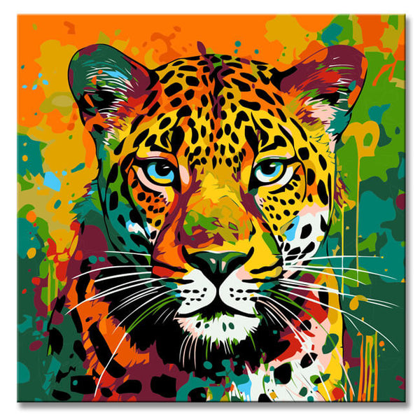 Malen nach Zahlen - Bunter Leopard im Picasso-Stil