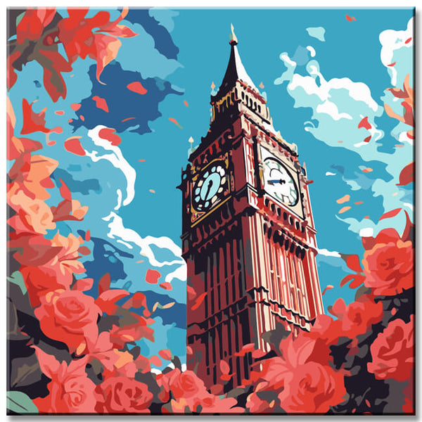 Big Ben London im Sommer Malen nach Zahlen