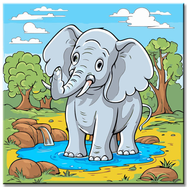 Elefant Kindermotiv Malen nach Zahlen