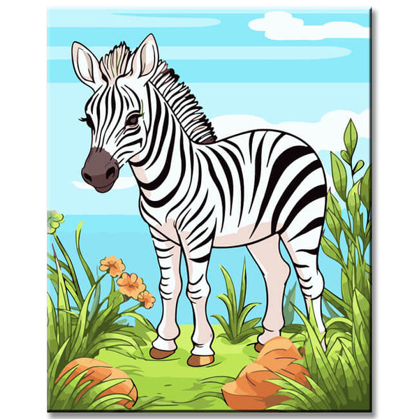 Kleines Zebra Kindermotiv Malen nach Zahlen