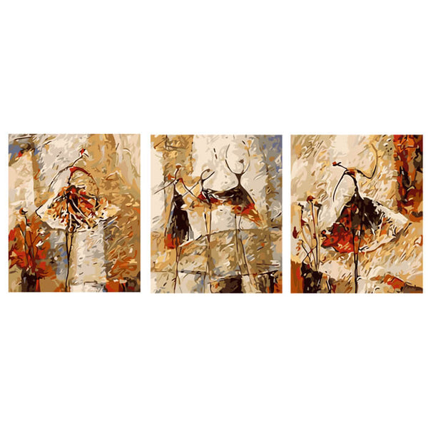 Malen nach zahlen tanzerinnen abstrakt triptychon