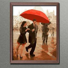 Laden Sie das Bild in den Galerie-Viewer, Malen nach Zahlen Bilder Liebespaar unter Regenschirm