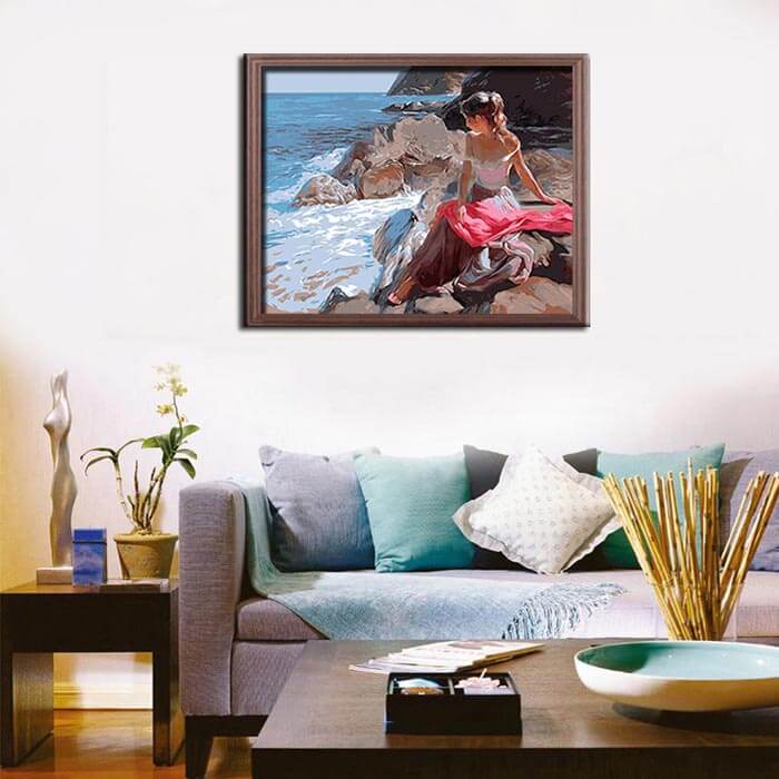 Malen nach zahlen frau am meer