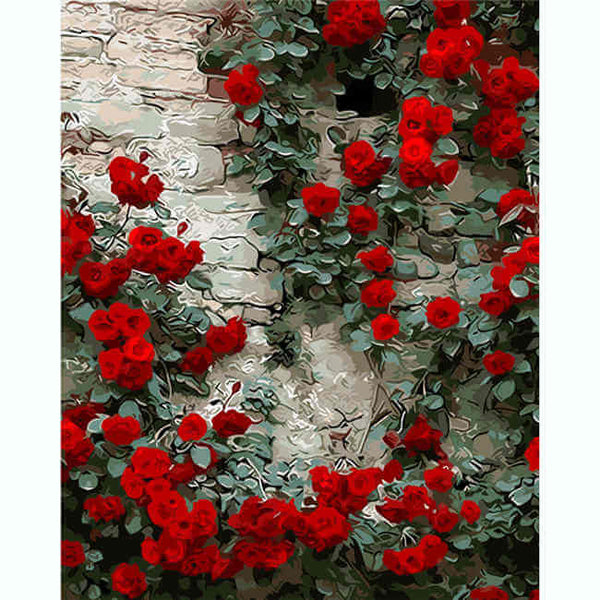 Malen nach Zahlen Mauer mit Rosen