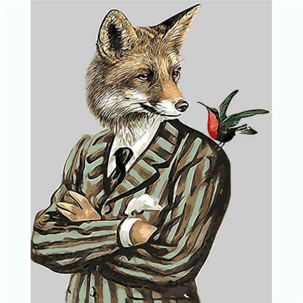 Malen nach Zahlen Lustige Tiere Fuchs im Anzug