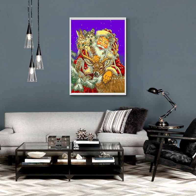 Malen nach zahlen weihnachtsmann und seine freunde