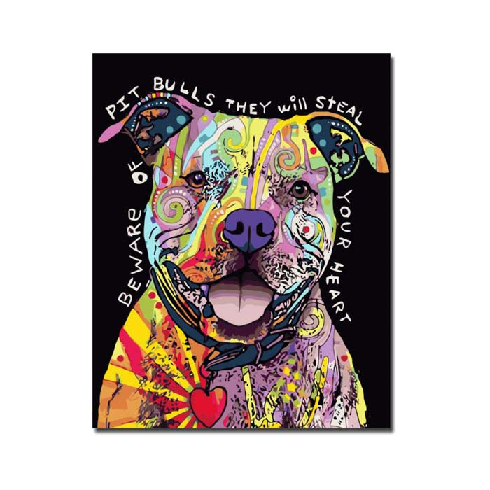 Malen nach zahlen pittbull hund mit herz