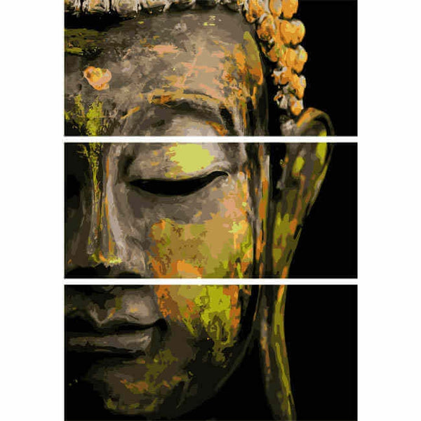 Malen nach Zahlen Schlafender Buddha Malkunst - 3-teilig (Triptychon)