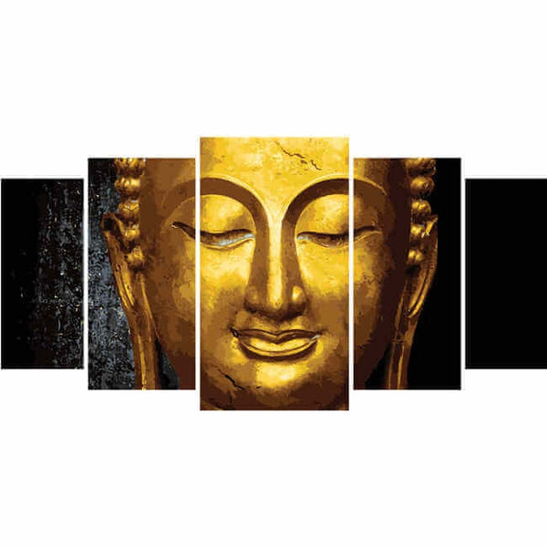 Malen nach Zahlen Buddha Tradition Gold Statue - 5-teilig (Triptychon)