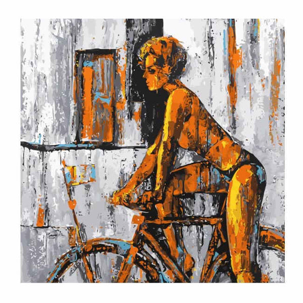 Malen nach Zahlen Moderne Kunst Frau auf Fahrrad