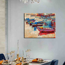 Laden Sie das Bild in den Galerie-Viewer, Malen nach Zahlen Kunst Boote am Meer