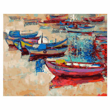 Laden Sie das Bild in den Galerie-Viewer, Malen nach Zahlen Kunst Boote am Meer