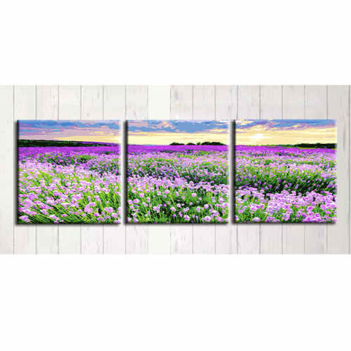 Malen nach Zahlen Triptychon Lavendelfeld