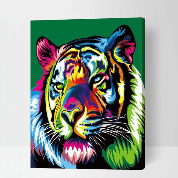 Malen nach zahlen tiger in regenbogenfarben