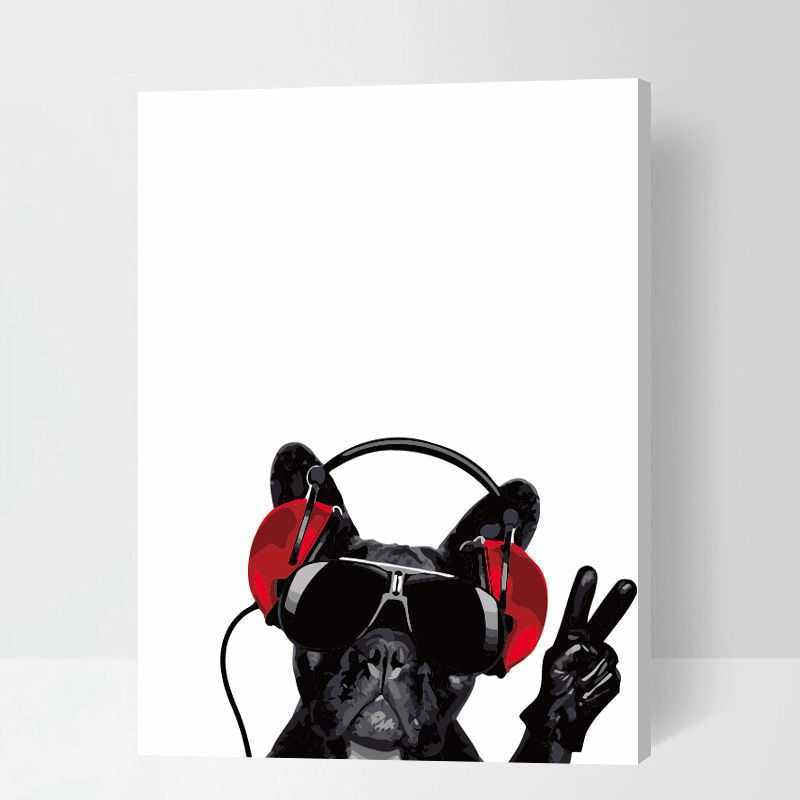 DJ Dog Hund nach Bilder Malen mit Kopfhörer Zahlen
