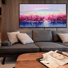 Laden Sie das Bild in den Galerie-Viewer, Malen nach Zahlen See Ufer Rosa Bäume