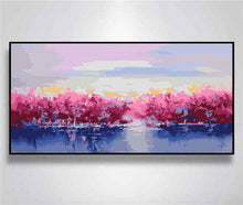 Laden Sie das Bild in den Galerie-Viewer, Malen nach Zahlen See Ufer Rosa Bäume
