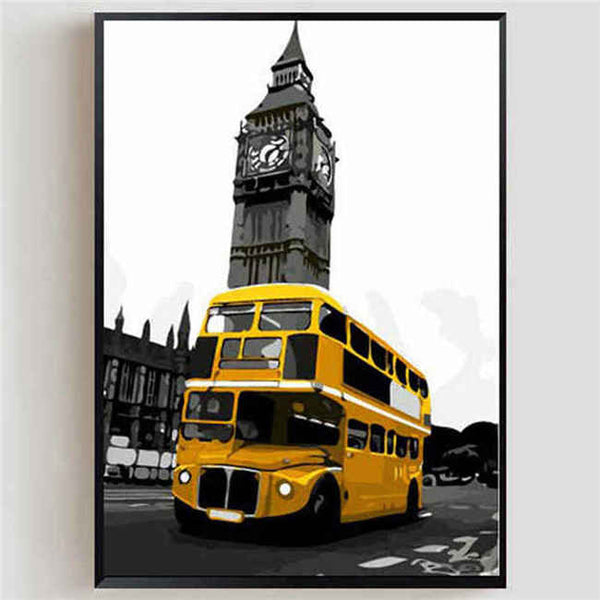 Malen nach Zahlen London Bus gelb Big Ben
