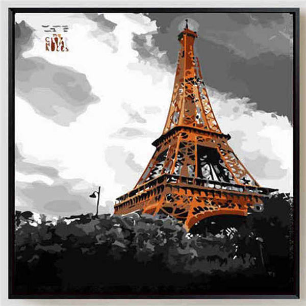 Malen nach Zahlen Eiffelturm Paris schwarzweiss