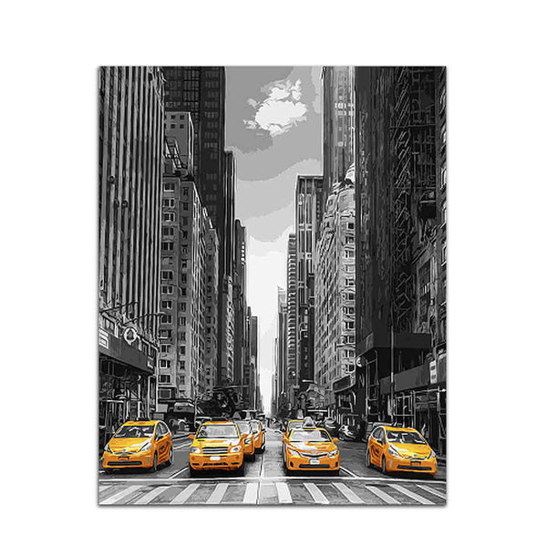 Malen nach Zahlen USA Taxis Downtown