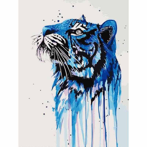 Malen nach Zahlen Tiger Kopf blau Tierkunst
