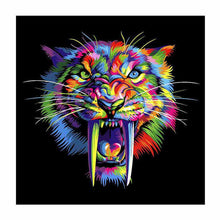 Laden Sie das Bild in den Galerie-Viewer, Malen nach Zahlen Tiger in Regenbogenfarben Tierkunst