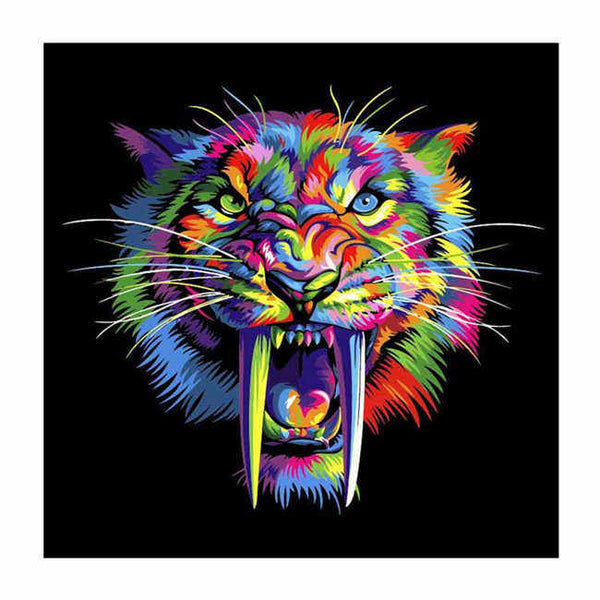 Malen nach Zahlen Tiger in Regenbogenfarben Tierkunst