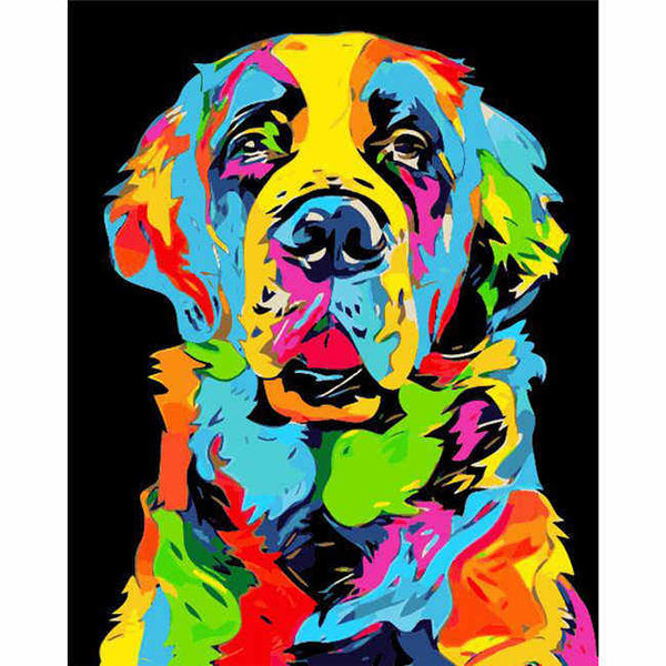 Malen nach Zahlen Bernhardiner Hund in Regenbogenfarben