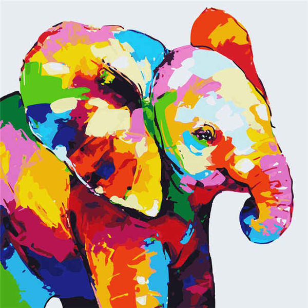 Malen nach Zahlen Kleiner Elefant Portrait Moderne Tierkunst