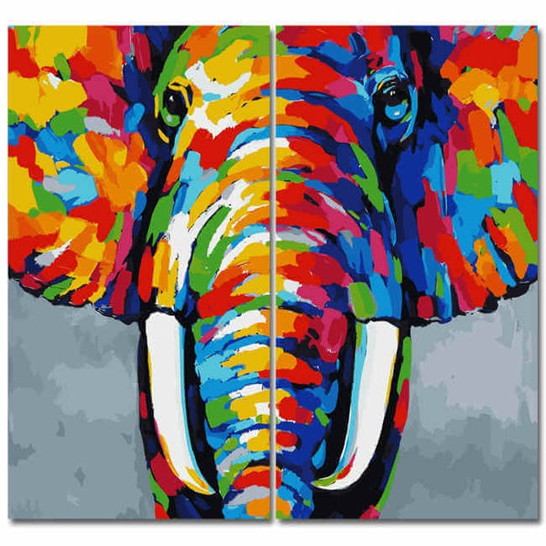 Malen nach Zahlen Großer Elefant Portrait Moderne Tierkunst - 2-teilig (Duo)