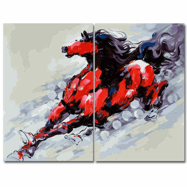 Malen nach Zahlen Rotes Pferd Moderne Tierkunst - 2-teilig (Duo)
